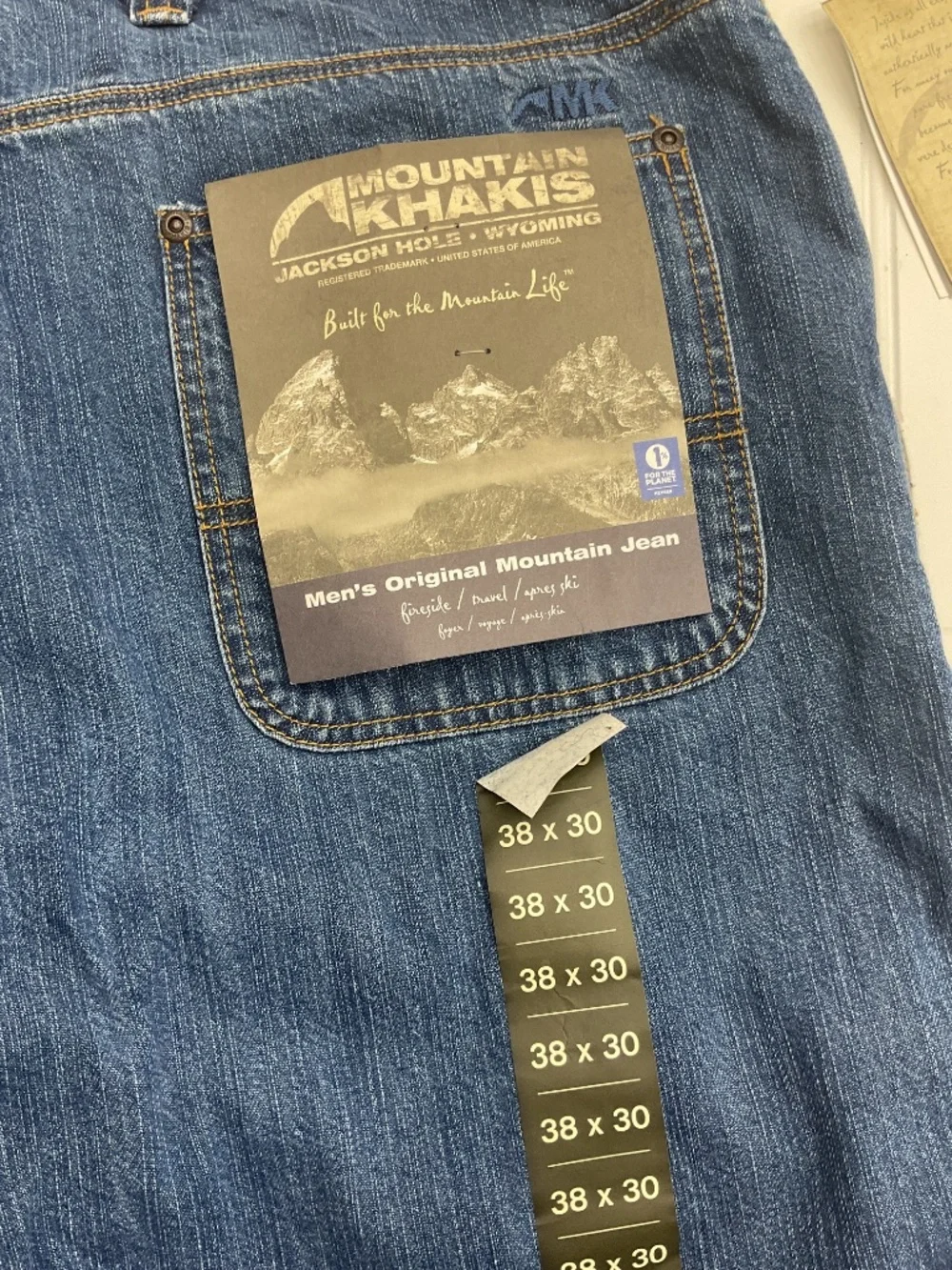 NWT Mountain Khakis Men's Original Mountain Jeans 38x30 Light Wash Cotton